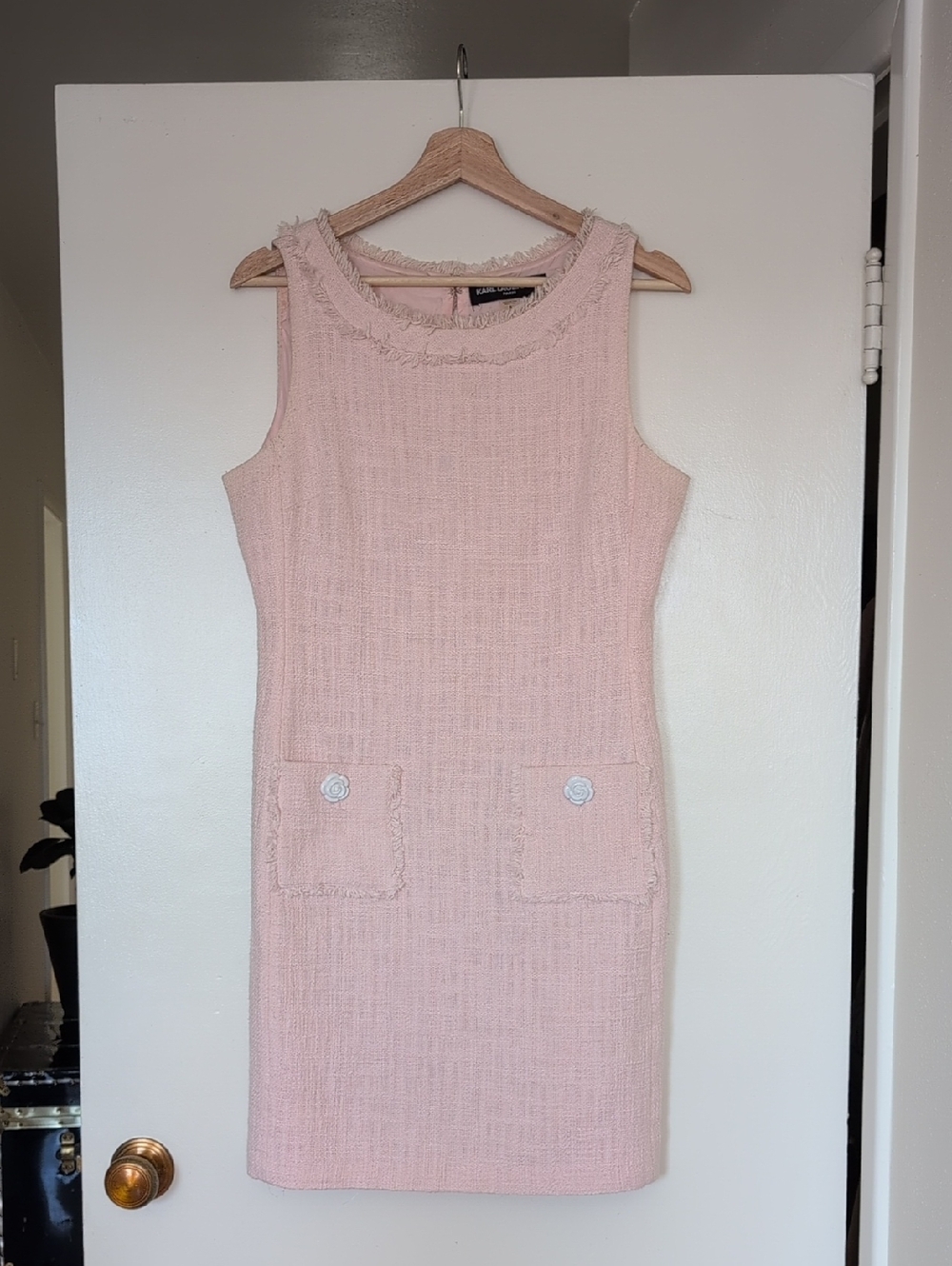 Karl Lagerfeld Blush Pink Tweed Dress